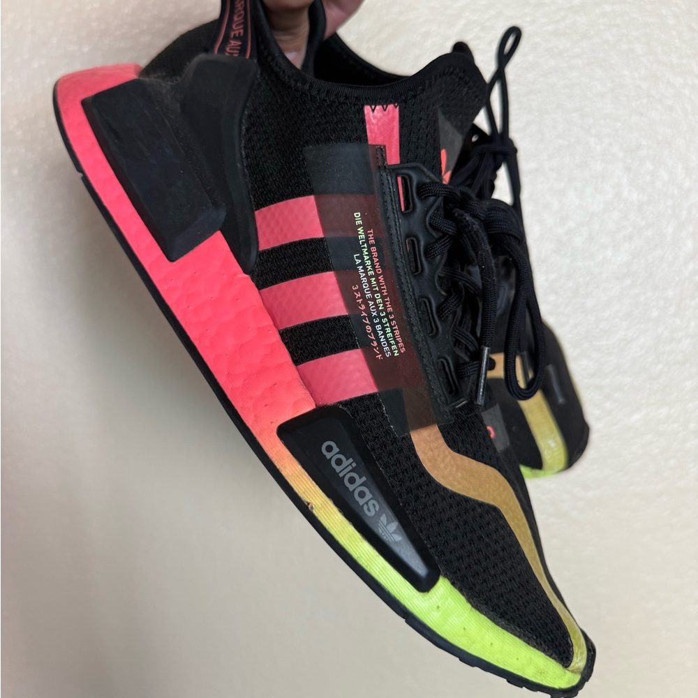 Adidas Men's Black Sneakers with Neon Accents